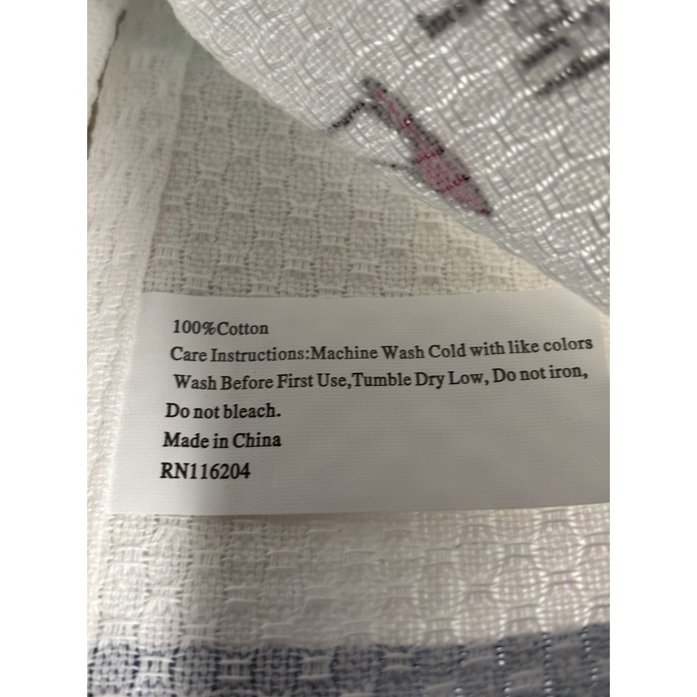 Vintage Style Days of the Week Kitchen Tea Towels Set of 7 Cotton Waffle Weave - Picture 3 of 4